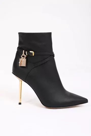 Kadın Deri Bot Topuklu Siyah