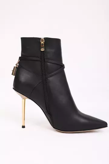 Kadın Deri Bot Topuklu Siyah