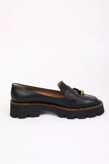 Kadın Deri Loafer Siyah