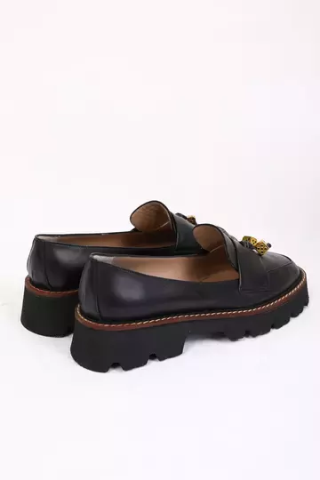 Kadın Deri Loafer Siyah