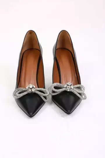 Kadın Deri Ayakkabı Topuklu Siyah