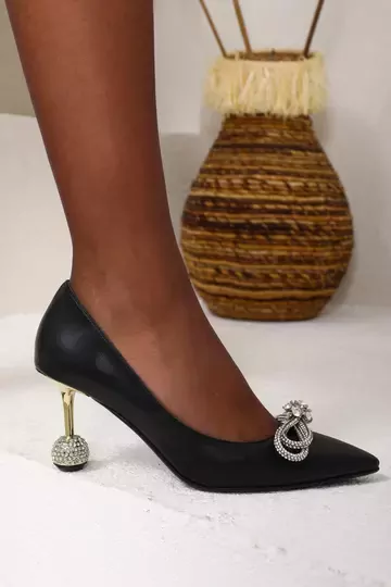 Kadın Deri Ayakkabı Topuklu Siyah