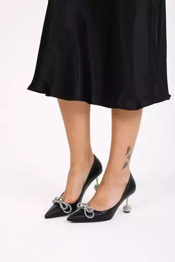 Kadın Deri Ayakkabı Topuklu Siyah