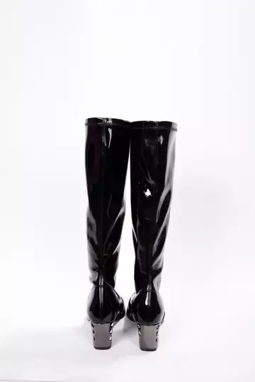 Kadın Siyah Rugan Streç Çizme