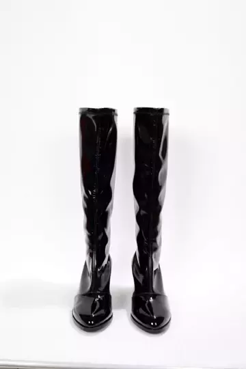 Kadın Siyah Rugan Streç Çizme