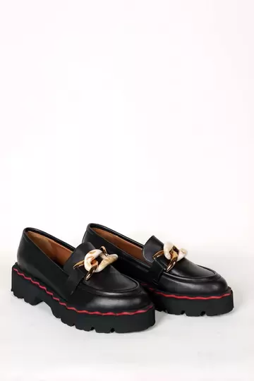 Kadın Taba Deri Toka Detaylı Loafer