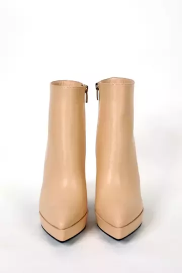 Kadın Bej Hakiki Deri Platform Bot