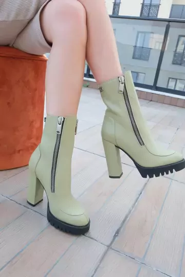 Kadın Deri Bot Yeşil