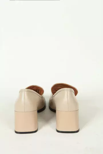 Kadın Krem Hakiki Deri Klasik Ayakkabı