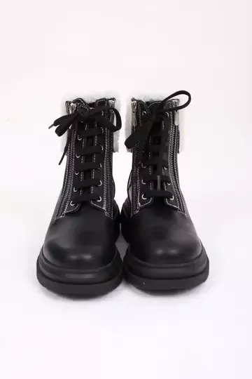 Kadın Deri Bot Kürk Detaylı Siyah