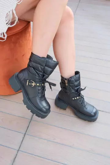 Kadın Vizon Hakiki Deri Aksesuar Detaylı Bot