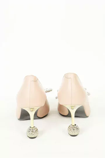 Kadın Vizon Deri Topuk Ve Aksesuar Detaylı Abiye Ayakkabı