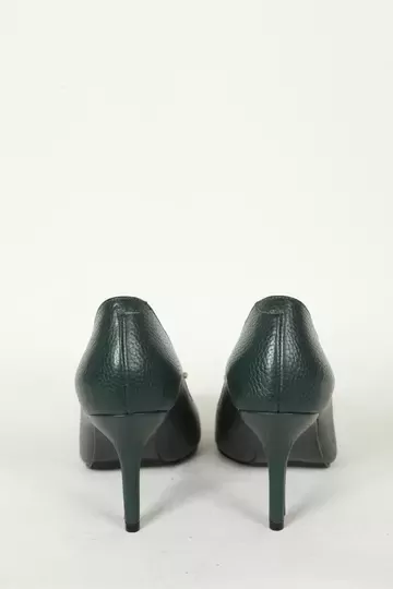 Kadın Yeşil Deri Aksesuar Detaylı Abiye Ayakkabı