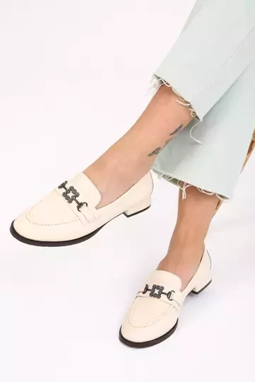 Kadın Yeşil Loafer Aksesuar Detaylı