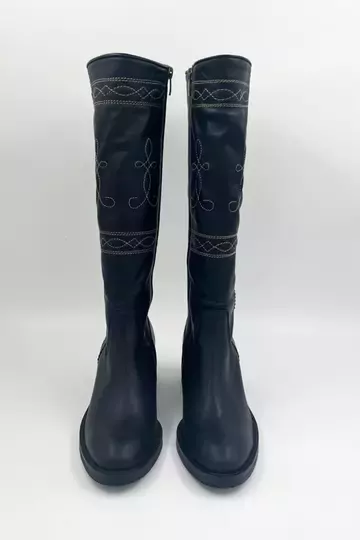 Kadın Vizon Süet Nakış Detaylı Çizme