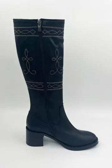 Kadın Vizon Süet Nakış Detaylı Çizme