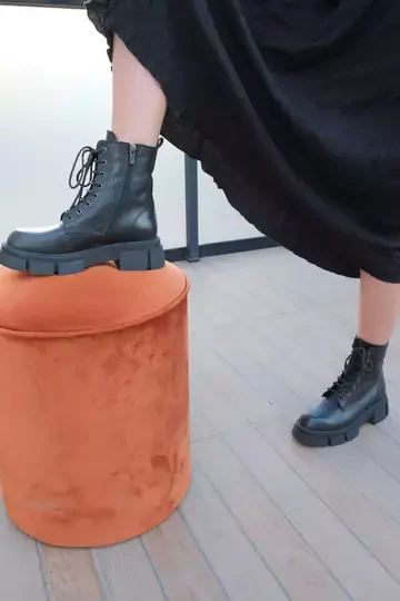 Kadın Bej Hakiki Deri Bot