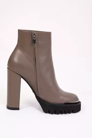 Kadın Siyah Hakiki Deri Platformlu Bot