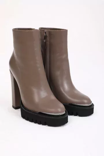 Kadın Siyah Hakiki Deri Platformlu Bot