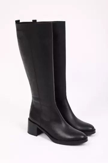 Kadın Deri Çizme Siyah Floter