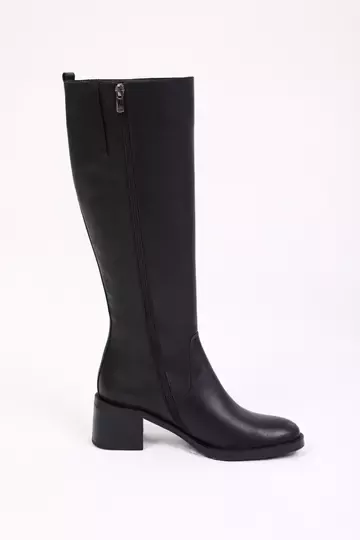 Kadın Deri Çizme Siyah Floter
