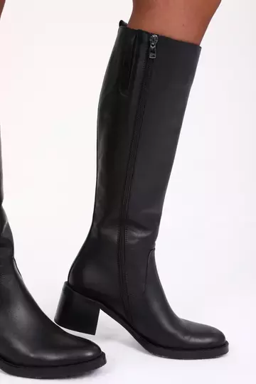 Kadın Deri Çizme Siyah Floter