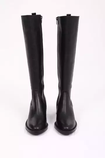 Kadın Deri Çizme Siyah Floter