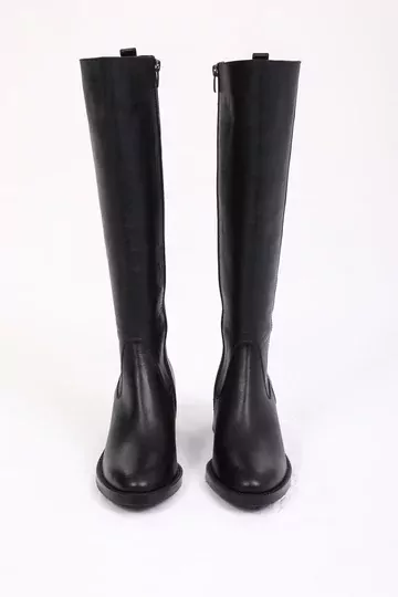 Kadın Deri Çizme Siyah Floter