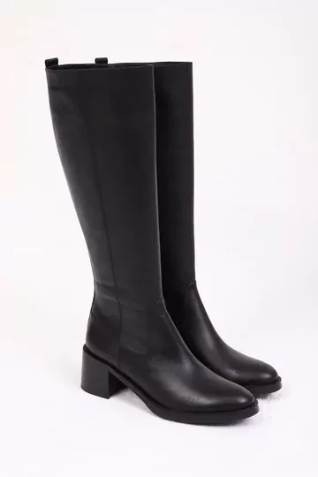 Kadın Deri Çizme Siyah Floter
