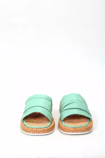 Kadın Vizon Hasır Detaylı Terlik