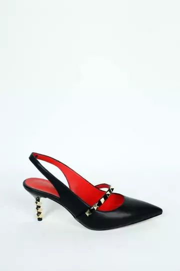 Kadın Hakiki Deri Topuk Detaylı Ayakkabı