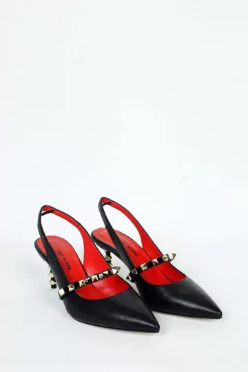 Kadın Hakiki Deri Topuk Detaylı Ayakkabı