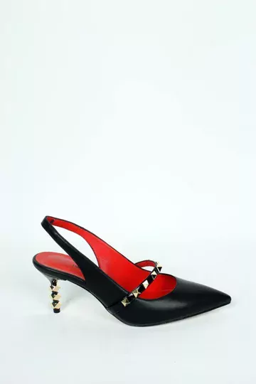 Kadın Hakiki Deri Topuk Detaylı Ayakkabı