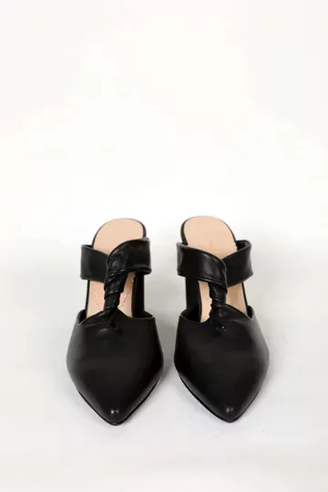 Kadın Siyah Hakiki Deri Detaylı