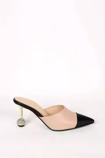 Kadın Pudra Hakiki Deri Topuk Detaylı