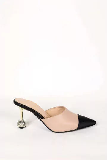 Kadın Pudra Hakiki Deri Topuk Detaylı