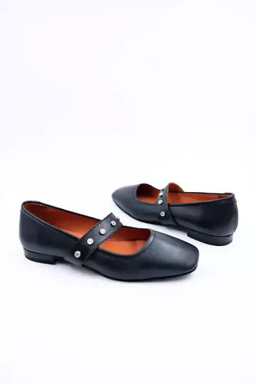 Kadın Hakiki Deri Babet Siyah