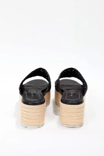 Kadın Siyah Hasır Detaylı Yazlık Dolgu Terlik