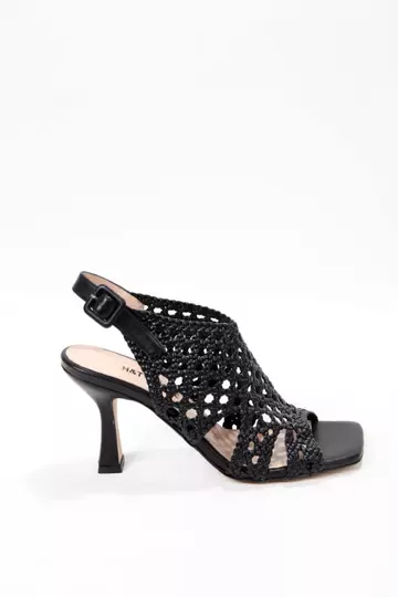 Kadın Pudra Örgü Detaylı Sandalet