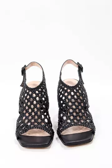 Kadın Pudra Örgü Detaylı Sandalet