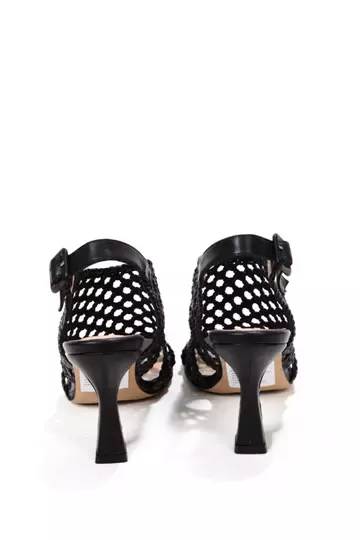 Kadın Pudra Örgü Detaylı Sandalet