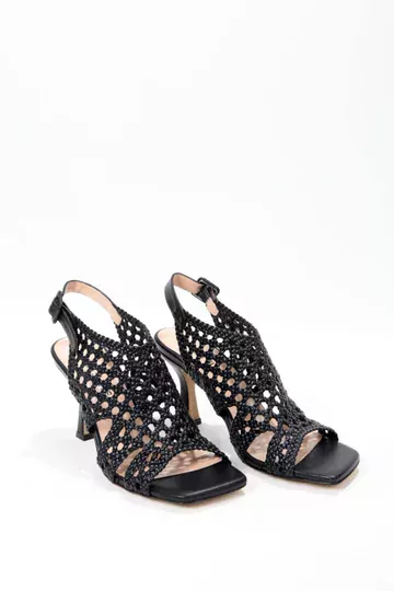 Kadın Pudra Örgü Detaylı Sandalet