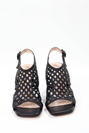 Kadın Pudra Örgü Detaylı Sandalet