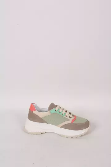 Kadın Yeşil Deri Sneaker Spor Ayakkabı