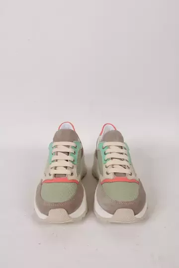 Kadın Yeşil Deri Sneaker Spor Ayakkabı