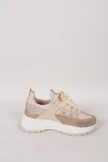 Kadın Deri Sneaker Vizon