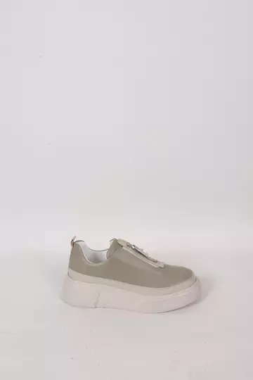 Kadın Deri Sneaker Haki Yeşil