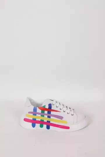 Kadın Beyaz Hakiki Deri Sneaker Spor Ayakkabı