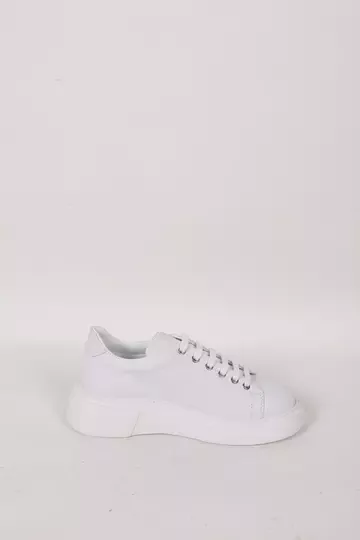 Kadın Beyaz Hakiki Deri Sneaker Spor Ayakkabı