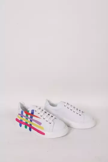 Kadın Beyaz Hakiki Deri Sneaker Spor Ayakkabı